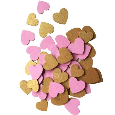 100 Pcs Roze Goud Houten Liefde Hart Bruiloft Gunst Bruiloft Tafeldecoraties: 30X29mm