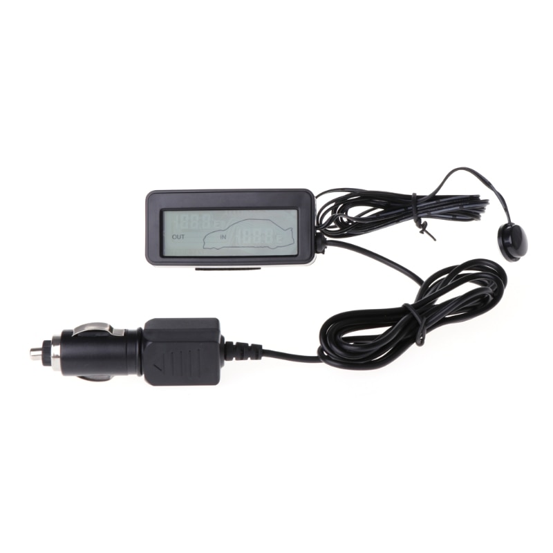 nouvelle voiture à l'intérieur extérieur thermomètre LCD affichage intérieur extérieur thermomètre 12V véhicules 1.5m câble capteur