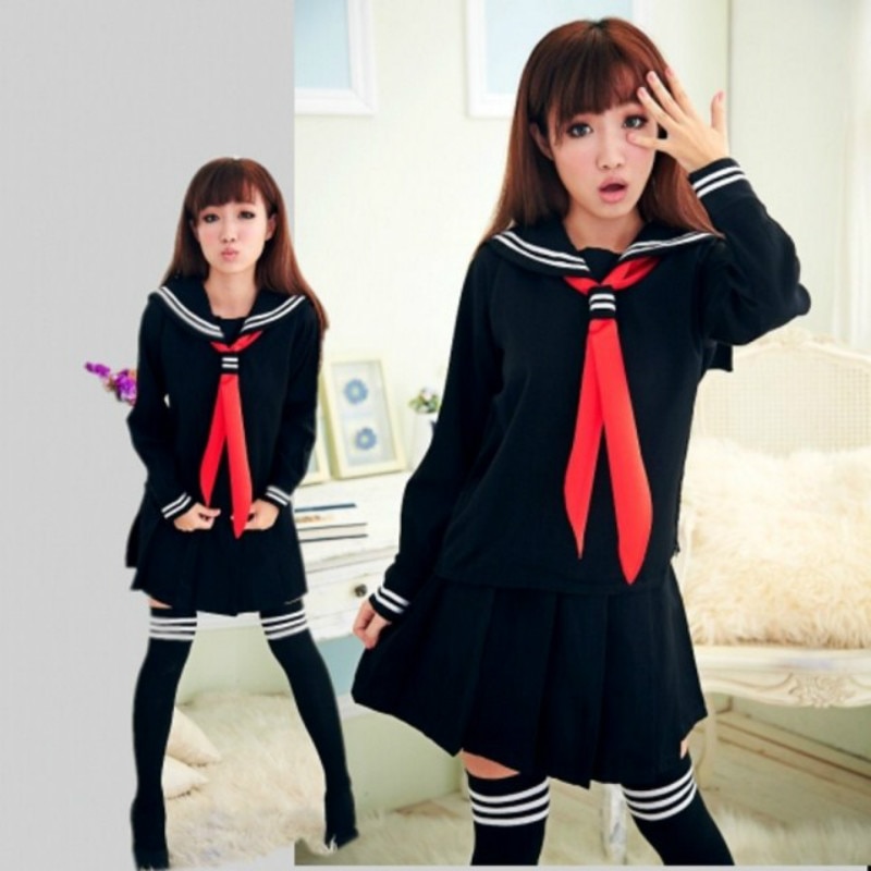 modelsJK Japanese School sailor uniform school class navy sailor school uniforms for girls suit / Set