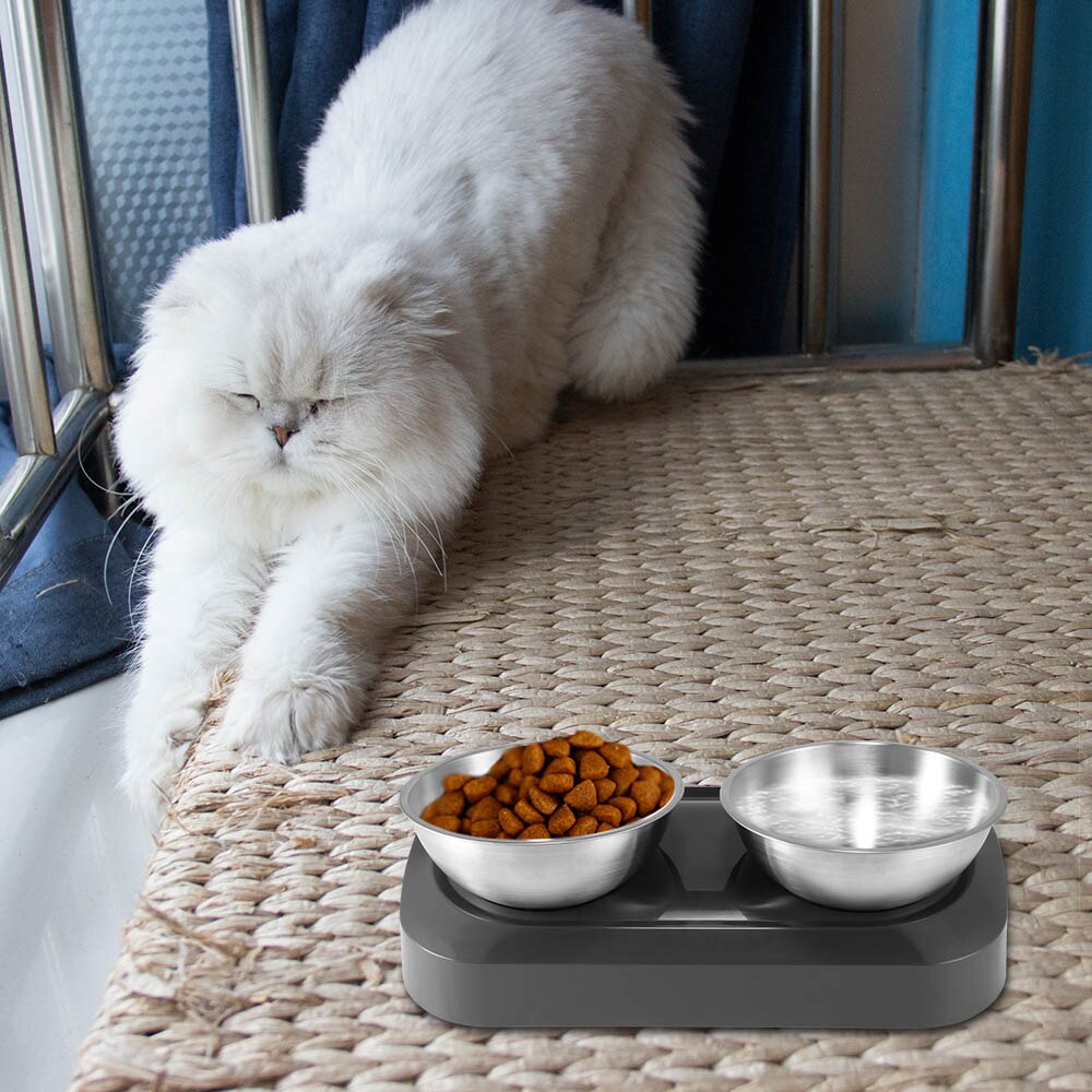 Praktische voerbak voor huisdieren, 0-15 graden verstelbare hoek, roestvrijstalen houder, voerbak voor huisdieren, voergereedschap voor huisdieren