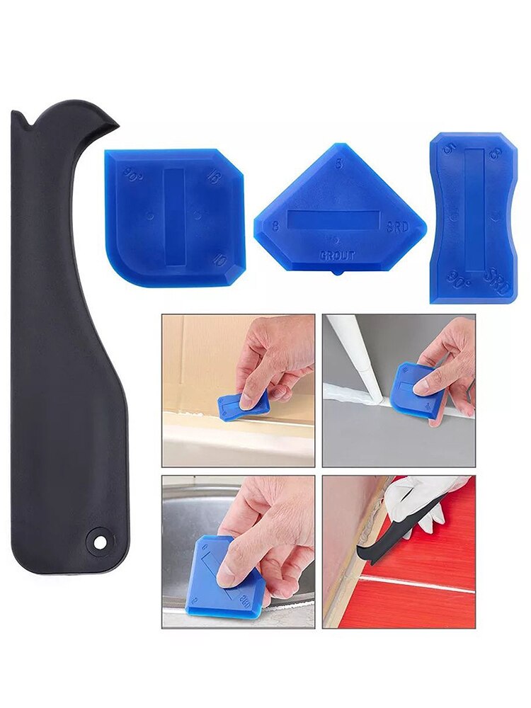 3 In1 Silicone Remover Caulk Finisher Sealant Smooth Scraper Grout Kit Tools Plastic Hand Tools Set Accessories