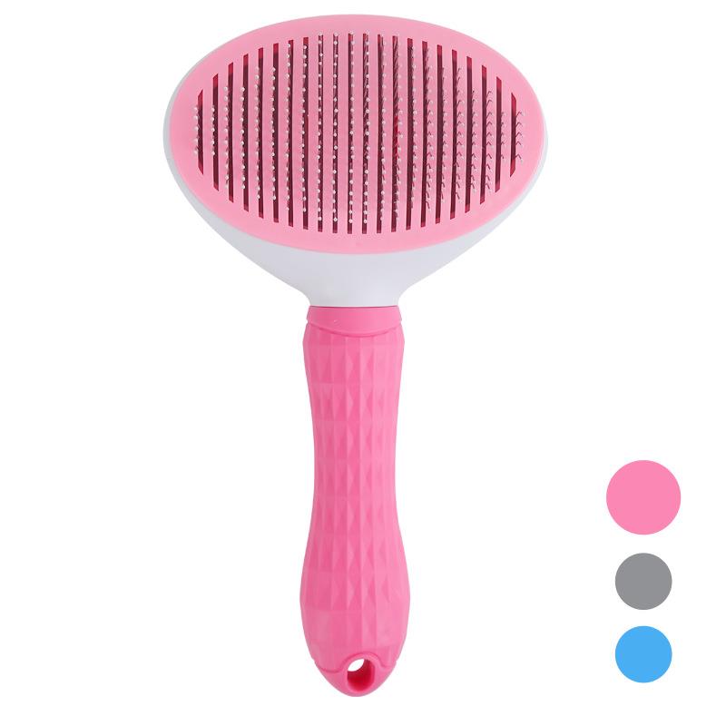 Katzen Pinsel Nadel Kamm Mehrfarbig Kürbis Haar Deshedding Kamm Welpen Muschi Massage Haar Entfernung Kamm Haustier Reinigung Pflege Werkzeug: Rosa - fein Nadel