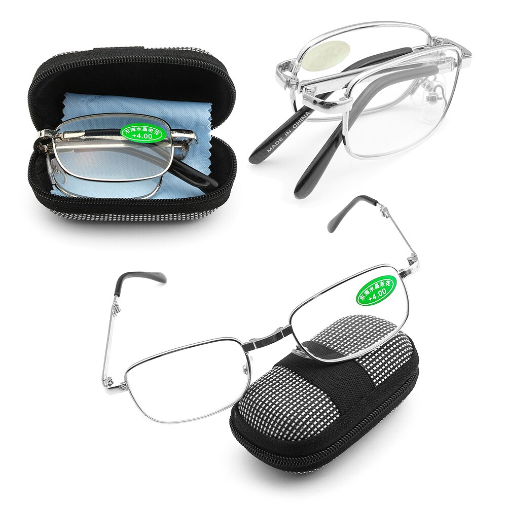 Folding Reading Glasses with Case Men Women Ultra-light Rimless Magnetic Presbyopia Eyeglasses Spectacles Diopter +1.0~4.0