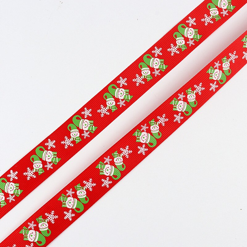 5 meter 25mm brede grosgrain kerstlinten rood groen bedrukt wit sneeuwvlok grosgrain lint linten kerstversiering: Rode ren 1 / 1 meter