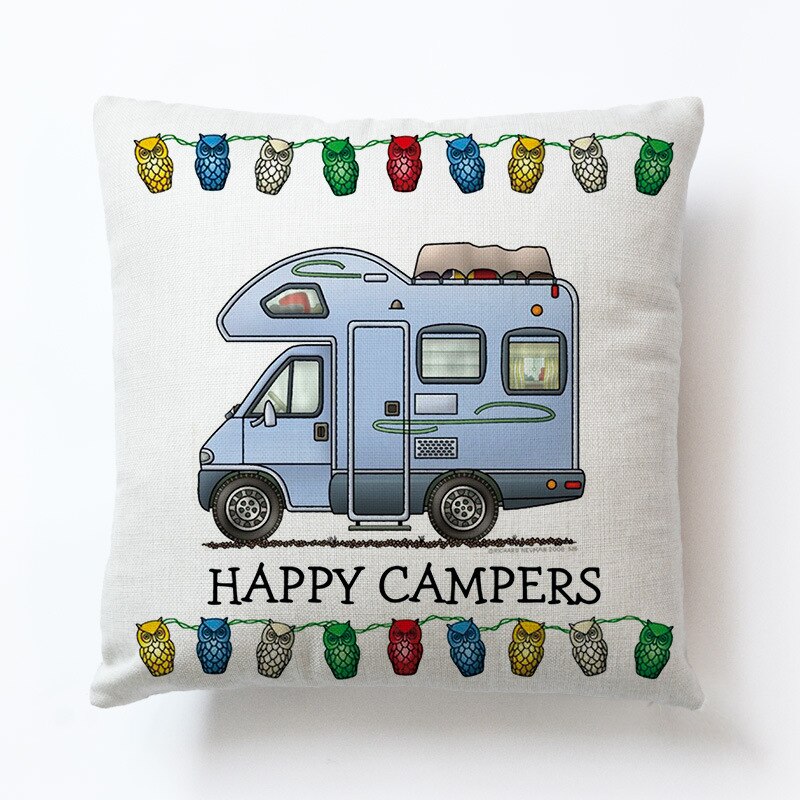 Novel Cartoon Hond Auto Bus Kampeerders Kussenslopen Siësta Kussenhoes Decoratie Sofa Rugleuning 45X45Cm Baby Kids