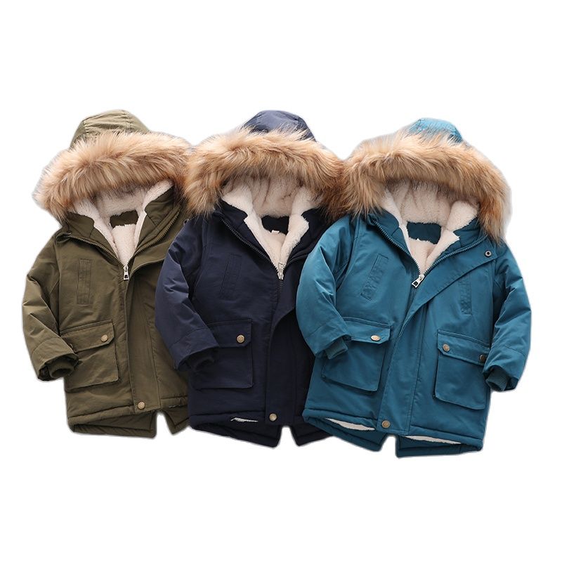 Chaquetas de invierno para niños, ropa para niños, abrigos y chaquetas, Cuello de piel, novedad de