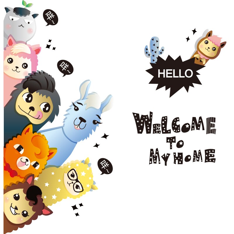 Shijuekongjian-calcomanías de animales para pared, vinilo artesanal de dibujos animados para decoración del hogar, habitación de niños, dormitorio, nevera, puerta: animal sticker 3