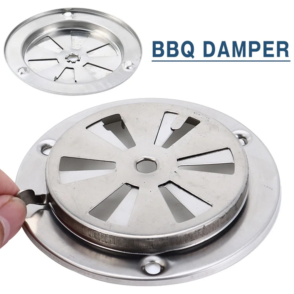 1 st BBQ Grill Uitlaat Rvs Kachel Ontluchter Demper Oven Air Regelklep Uitlaat Ronde Cover 9.5x9.5x3 cm