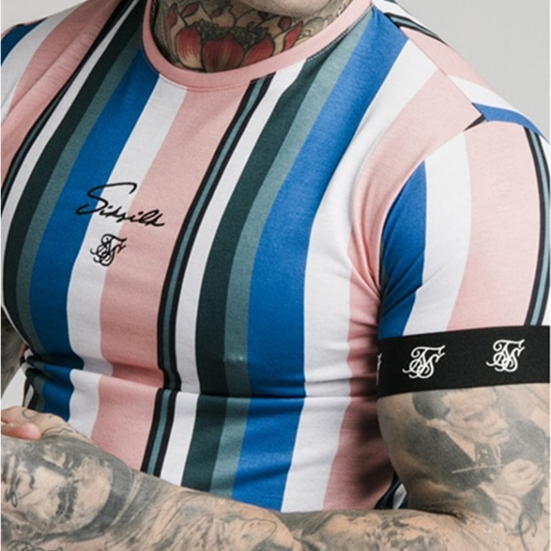 Camiseta SikSilk de seda para hombre, camiseta de seda con cuello redondo, divertidas camisetas cortas para hombre, camisetas Sik Silk