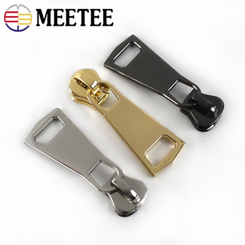 Meetee 5pcs 8# 15# Resin Zipper Silder for Resin Zips Head Metal Puller for Jacket Zip Repair Kits DIY Garment Sew Zipper Silder
