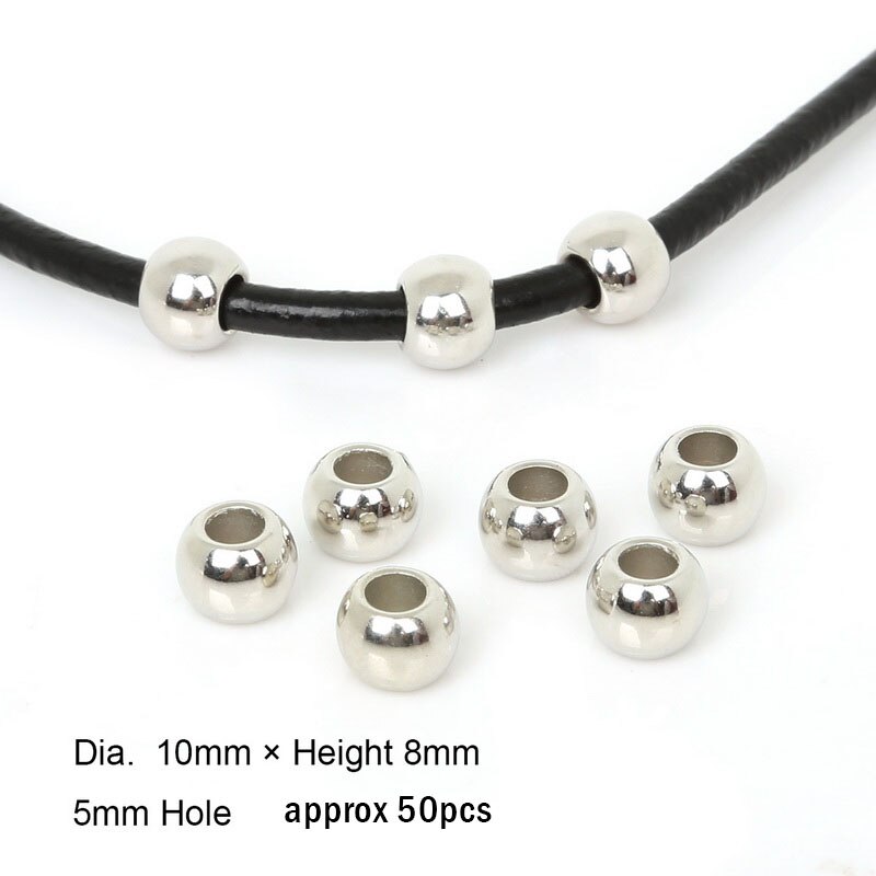 30-200 sztuk złota/rod/Gun metalowe plastikowe CCB Big Hole Spacer Looose koraliki do tworzenia biżuterii Dia 4mm,6mm,8mm,10mm,12mm: 10mm rhodium