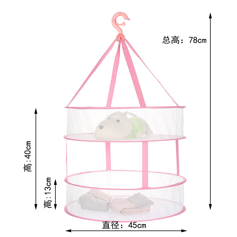 3Colors Hanging Drying Mesh For Sweaters Polyester Clothe Drying Rack Single/Double Layer 4 Styles Mesh Drying Rack: Pink 3