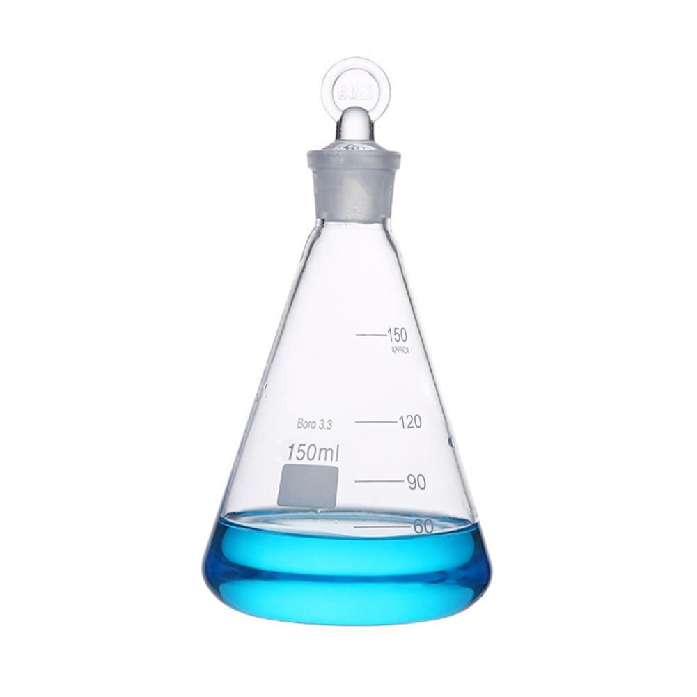 ! Frasco cónico triangular de cristal sin plomo para laboratorio, con tapón, abertura estrecha, 50-1000ml: 150ml