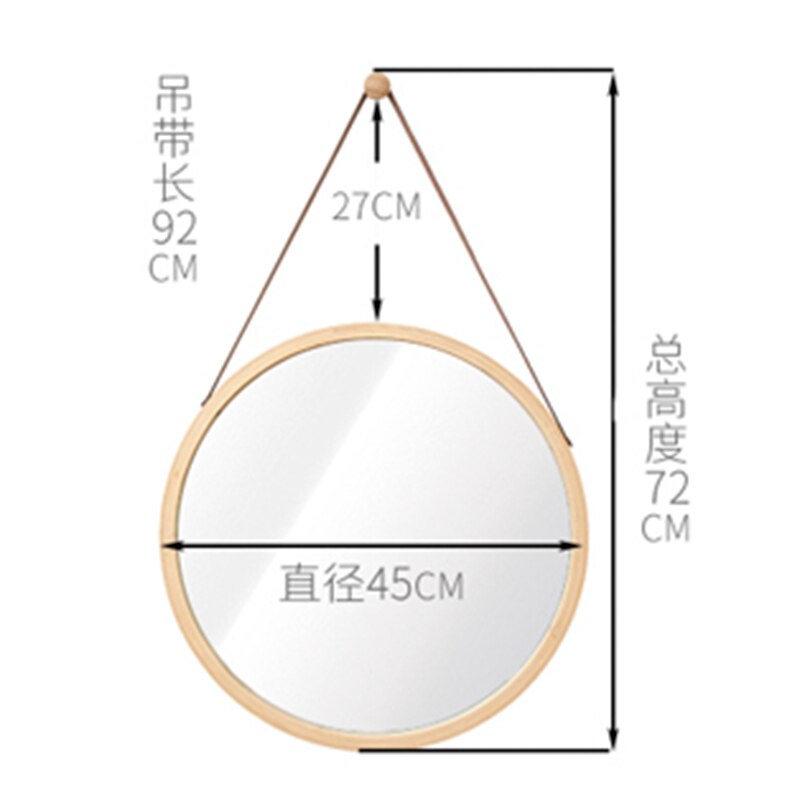 Bamboo circular mirror: 45CM