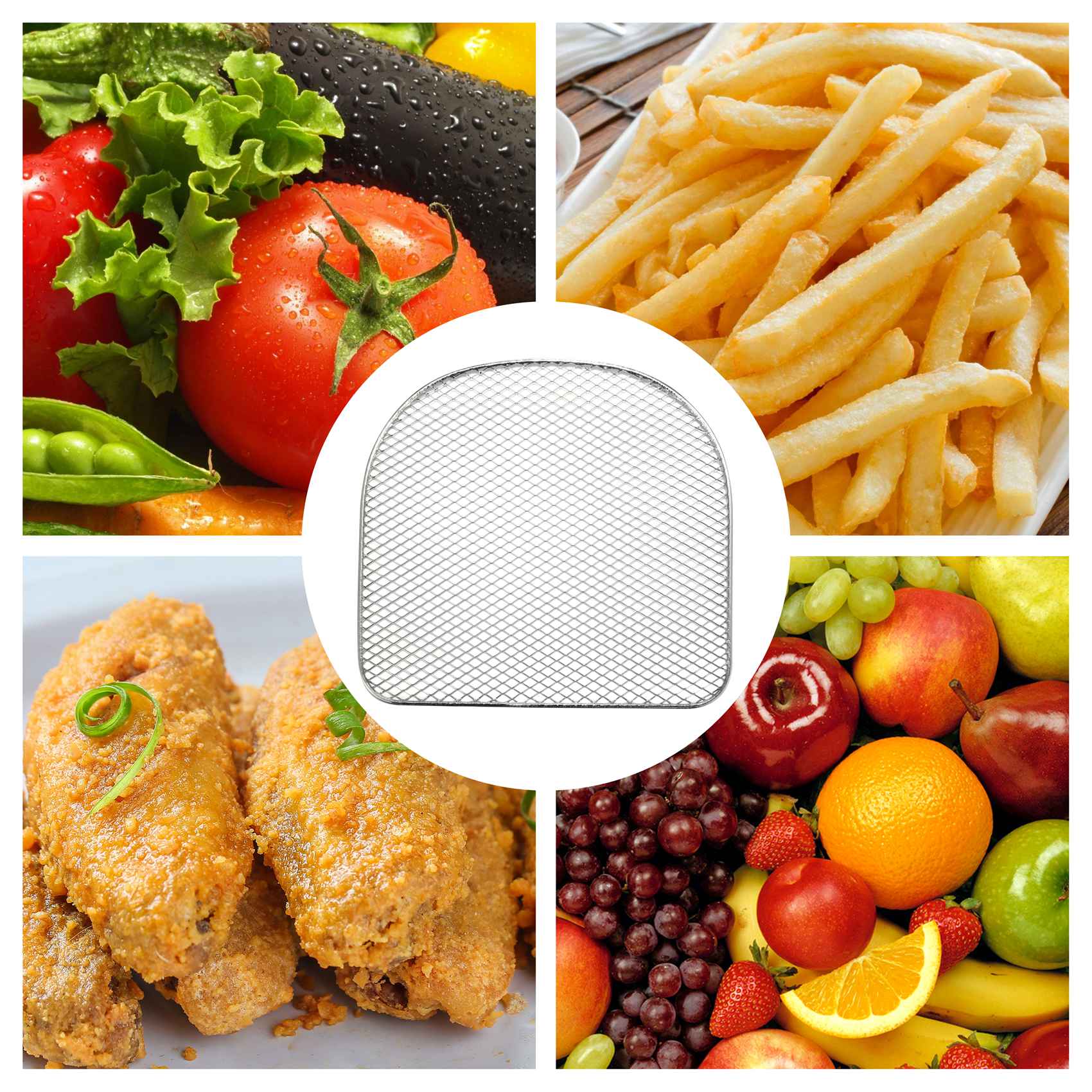 Dehydratorrek voor luchtfriteuse-oven, 6 Quart luchtfriteuse-accessoires, gedehydrateerd fruit en vlees, luchtrek, uitdrogingsbak 3-delig