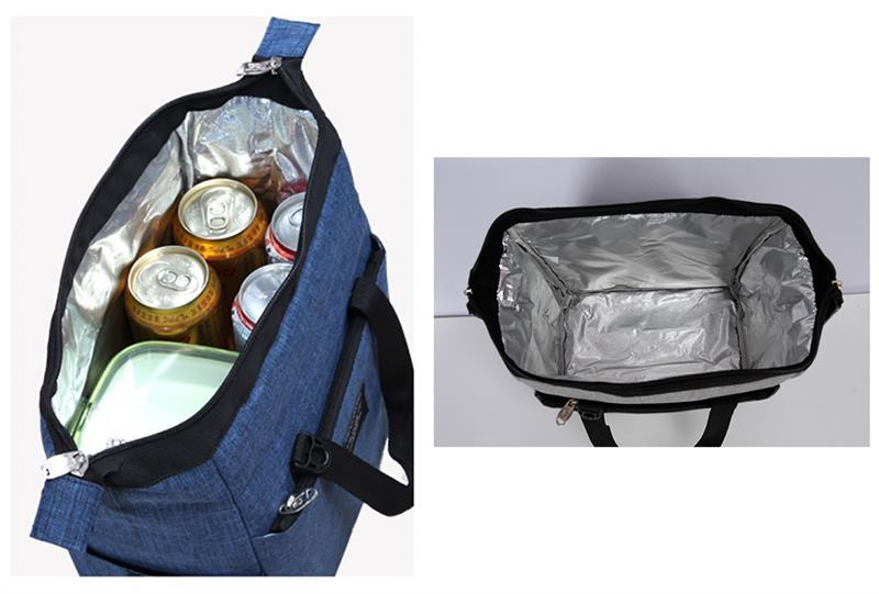 Stor kapacitet bærbar isoleret picnic taske frokost håndtaske til mænd kvinder mad frokost taske med skulderrem sort
