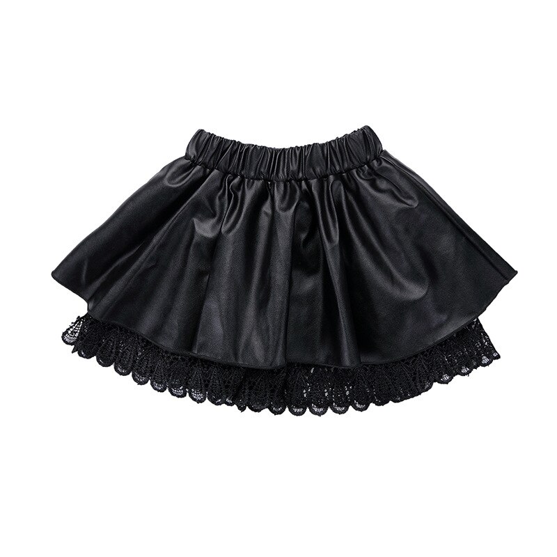 Children's PU Leather Skirt Autumn Winter Toddler Clothing Kid Faux Leather Mini Skirts Baby Princess Lace Clothes for 3-13Years: 8