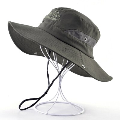 Anti-uv sol hatte til kvinder udendørs sport hat bred skygge fiskeri cap sommer vandring camping ben gorros unisex spand hætter mænd: Grøn