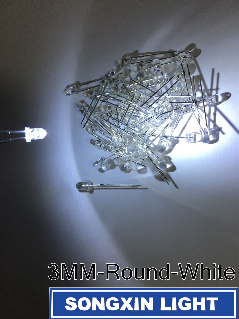 1000pcs 3mm Ronde Witte Licht-emitting diode Super Heldere Gloeilamp Led Lamp 6000-6500k 3.0-3.6v 20ma 3mm witte led diodes