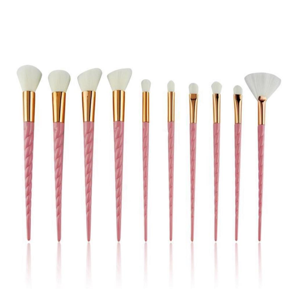 10 brochas de maquillaje de unicornio brochas de maquillaje de cuerno espiral blanco
