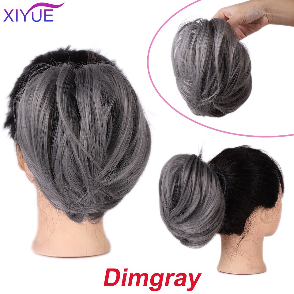 Women's Curly Chignon With Elastic Rubber Band Synthetic Scrunchie Wrap Hair Messy Bun Hairpieces On Messy Bun Ponytails: Q20-Dimgray