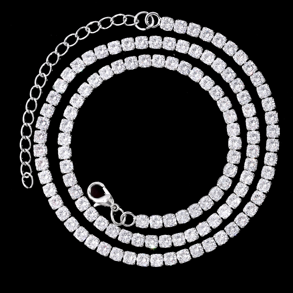 Collar de cadena de eslabones cubanos con punta de lujo para hombre y mujer, collares de cadena de tenis con racimo de circonita de cristal ostentoso, joyería de Hip Hop