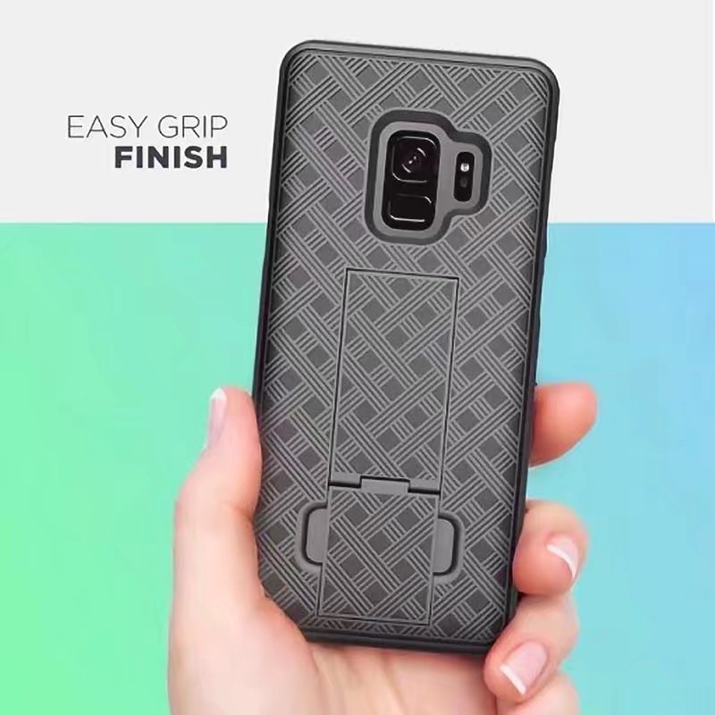 Geweven 2 in 1 Hybrid Hard Shell Holster Combo Case Met Kickstand & Belt Clip Voor samsung galaxy s9/s9 plus