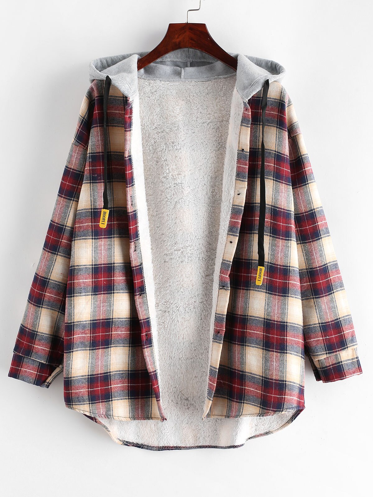 ZAFUL Vintage à capuche Plaid veste flanelle manteau femmes hiver sweats à capuche manches longues ample décontracté vêtements de dessus pour femmes Chic hauts: Multi a / XL