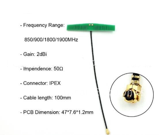 850, 900, 1800, 1900 MHz GSM antena interna conector IPX... SIM800H antena SIM800L antena