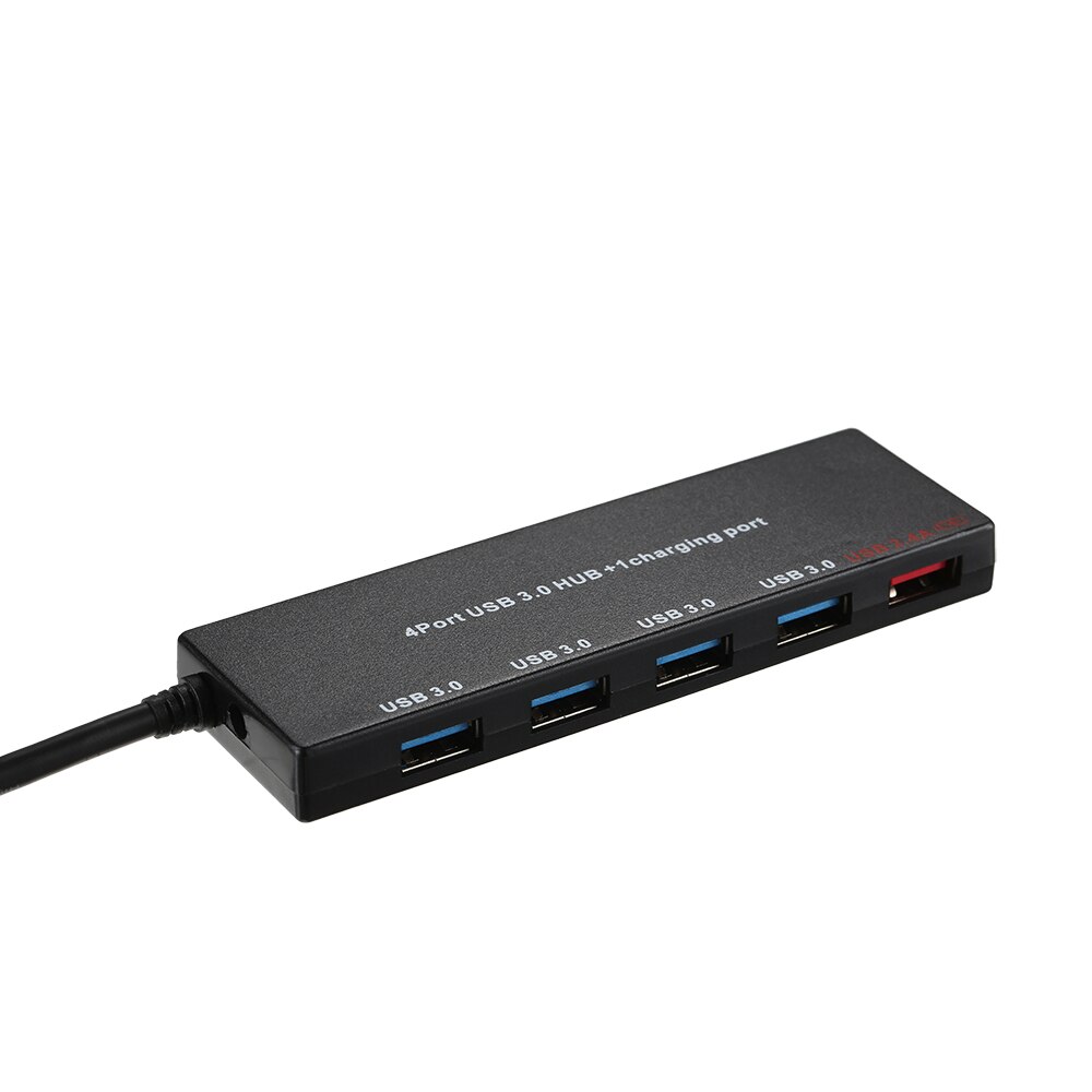 5 Ports High Speed Mini Portable USB 3.0 Hub 5Gbps Transfer Speed With Dedicated Charging Port 2.4A Port (Black)