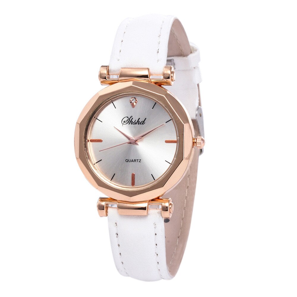 Vrouwen Horloge Strass Mode Vrouwen Lederen Casual Horloge Luxe Analoge Quartz Crystal Horloge Armband Horloge Relogio Feminin: White