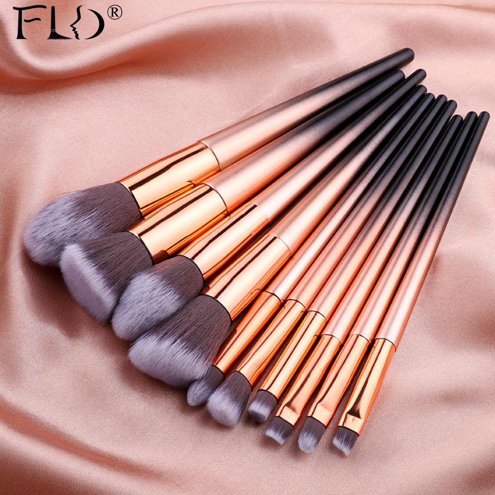 Fld 10 stuks make-up kwastenset kleurrijke blush concealer oogschaduw eyeliner make-up kwasten toolos