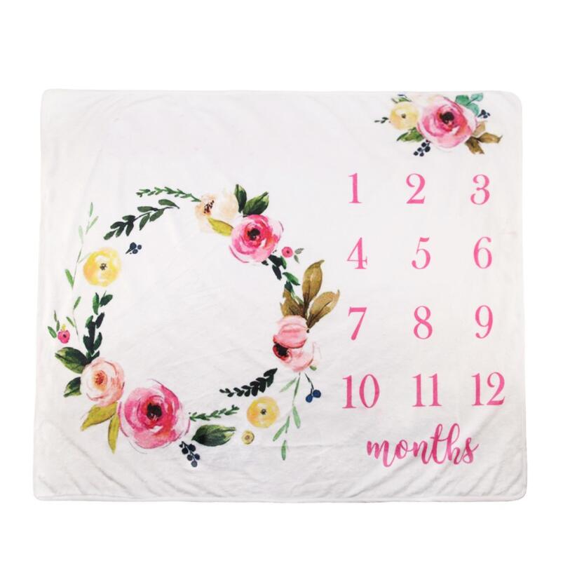 Zachte Flanellen Deken Gedenkteken Foto Achtergrond Baby Photo Props Baby Maandelijkse Groei Milestone Deken Warmswaddling Wrap: 3
