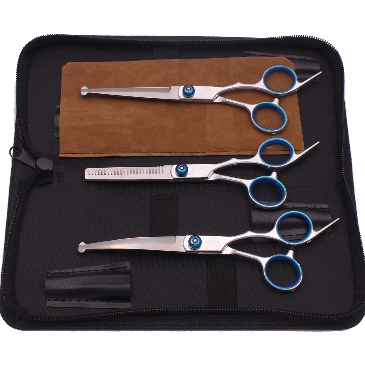 6.0 ''Huisdier Grooming Veiligheid Schaar Haar Knippen Gebogen Dunner Kam Scharen Sets Voor Thuis Honden Katten Salon C3066: Licht Geel