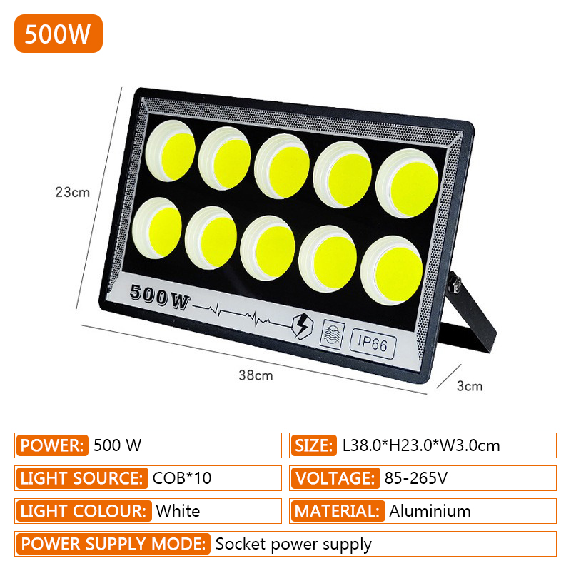 Reflector LED 50W 100W 200W 300W 400W 500W 220V foco IP65 lámpara impermeable Led luz de inundación al aire libre lámpara de calle de jardín: BLANCO
