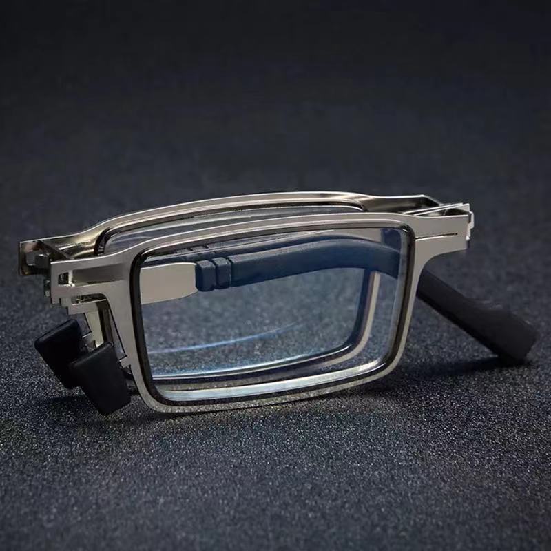 Anti Blue Light Metal Square Folding Reading Glasses Men Computer Grade Glasses Narrow Eyeglasses Frame