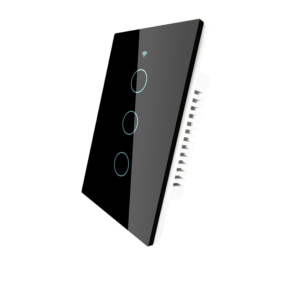 WiFi Smart Light Switch RF433 No Neutral Wire Single Fire Smart Life Tuya App Control Works with Alexa Google Home 110V 220V: 3 Gang Black / 110V