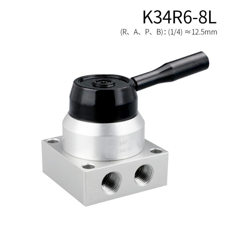 Pneumatic cylinder hand rotary valve Hand valve HV-02/03/04 K34R6-8/8D/8L Pneumatic three-position four-way hand-turn valve: K34R6-8L