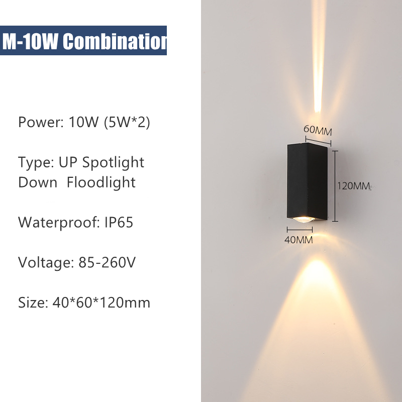 6W 10W 20W Outdoor Led Wandlampen Up En Down Smalle Beam Cob Aluminium Wandkandelaars Veranda licht Tuin Waterdicht Spotlight