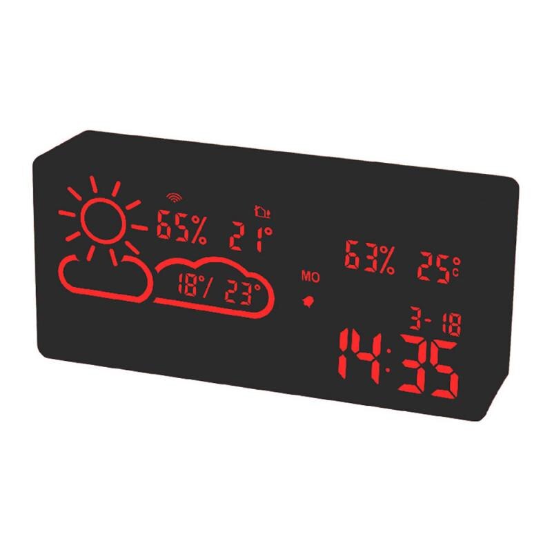 WIFI LED Digital Alarm Clock Radio With Temperature And Humidity Sensor Clock APP Control WIFI World Time Weather Forecast Clock