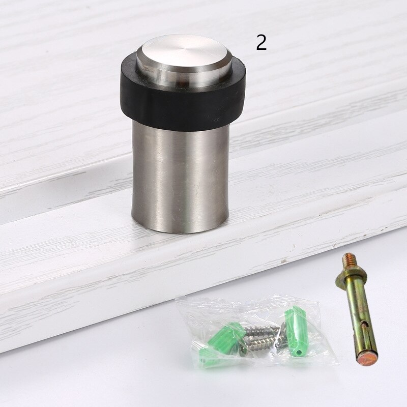 1pc Rubber Anti-collision Door Stopper Stainless Steel Round Resistance Home Door Floor Wall Protector Door Catcher Stops: 2