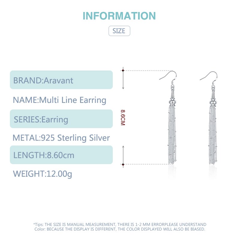 2020 nuovo 925 Argento Multi Catena Lunga Nappa Orecchini A Pendaglio per Le Donne Dei Monili di Cerimonia Nuziale