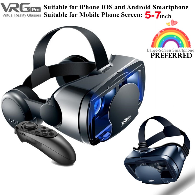 Originele Vr Virtual Reality 3D Glazen Doos Stereo Vr Google Kartonnen Headset Helm Voor Ios Android Smartphone, Draadloze Rocker