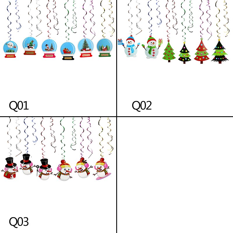 Christmas Swirl Banner Santa Claus Christmas Tree Spiral Pendant Ceiling Hanging Gralands for Home Decor Natal Room Decoration