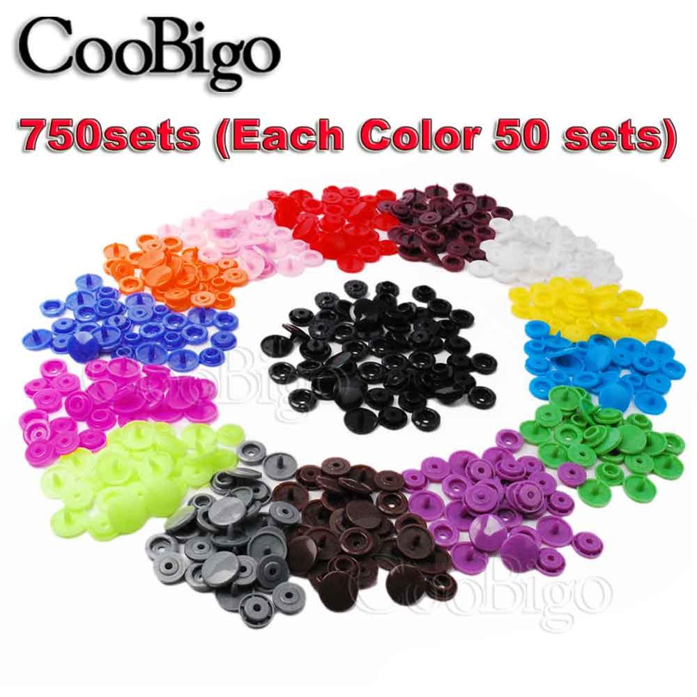 50Sets Round Plastic T5(12mm) Snaps Button Fasteners Quilt Cover Sheet Button Garment Accessories For Baby Clothes Clips: Mixed Colors 750sets