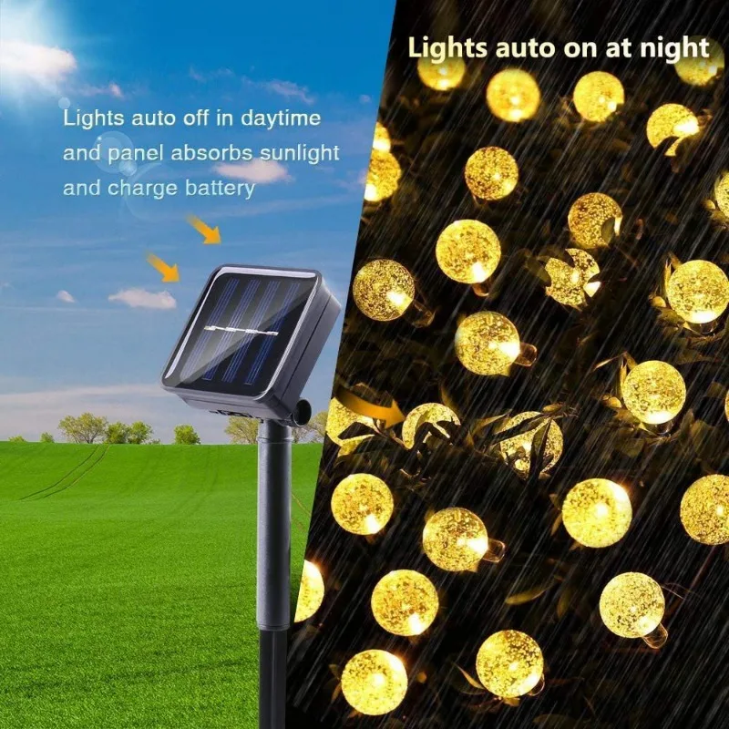 Solar Kristall kugel LED Lichterketten LED Solar Outdoor Licht IP65 Lichterkette Weihnachts girlande für Gartenparty Dekor