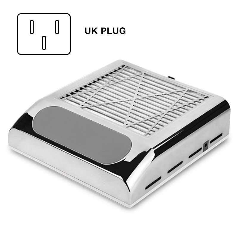 80W Potente Collettore di Polveri Del Chiodo Del Salone Del Chiodo Expert Nail Macchina di Vuoto Cleaner Nail Fan Art Manicure Attrezzo del Salone con nail Filtro: 80W UK PLUG Silver