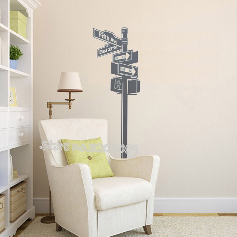 York Street Sign Wall Decal Wall Street Vinyl Removable Art Mural Home Decor Room Interior living room wall Stickers EA008