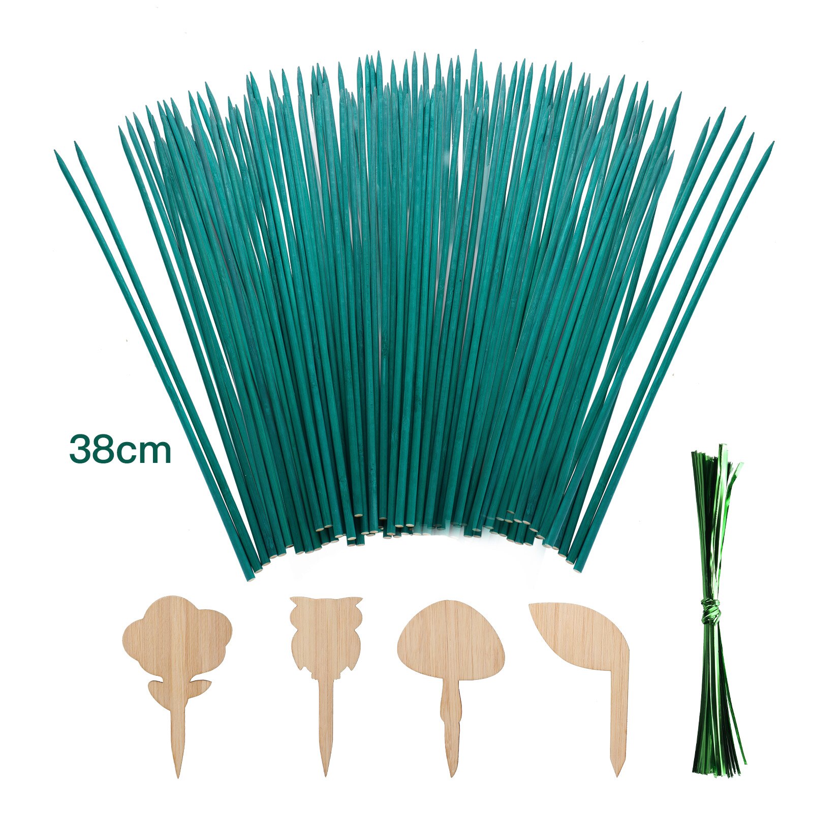 Sign Posting Garden Sticks Wood Plant Stakes Metallic Tie Green Wooden Portable 50 Per Bundle Floral Picks: Green 38cm