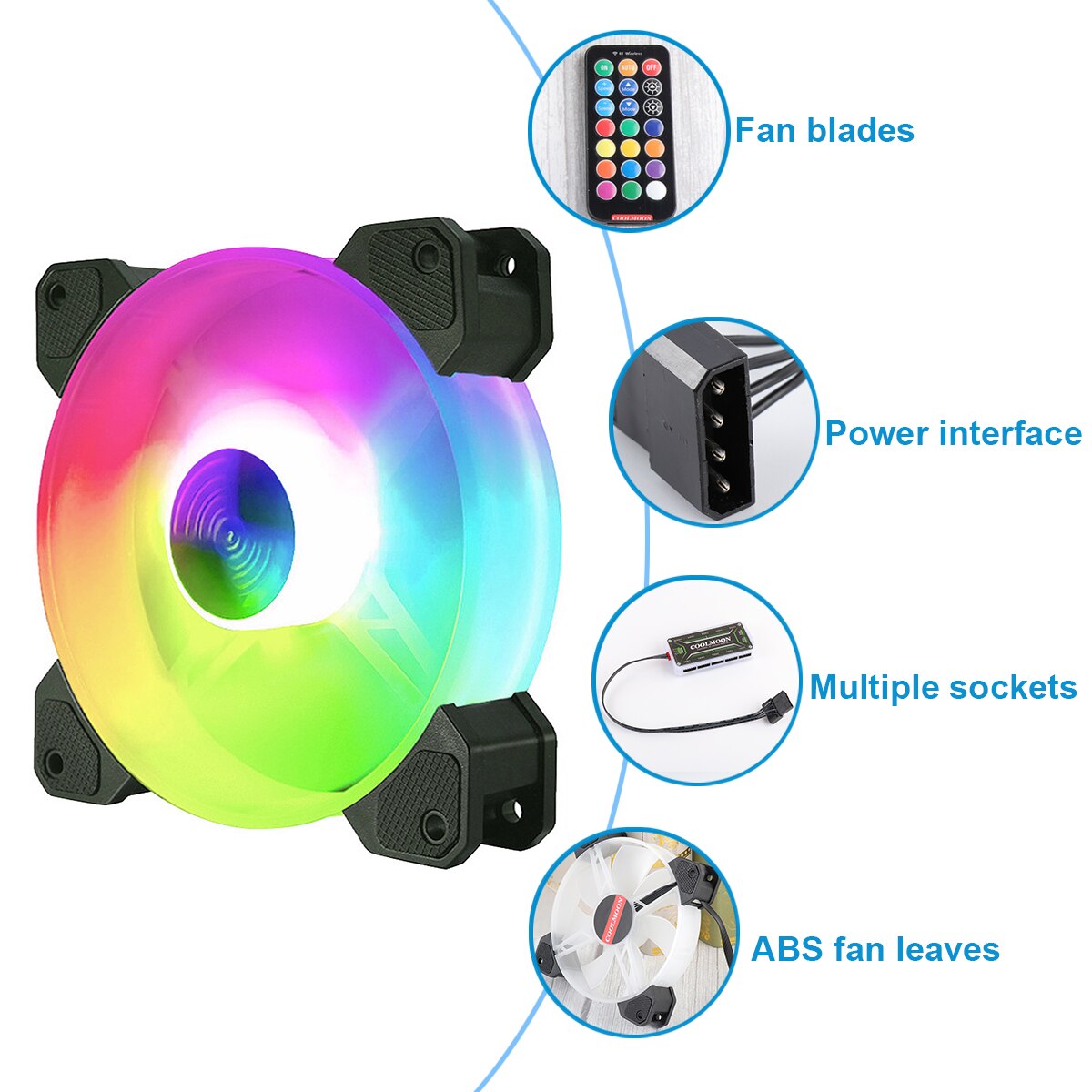 3 kpl säädettävä tietokoneen jäähdytystuuletin hiljainen 120mm rgb tuuletin pc kotelo tuulettimen jäähdytin rgb jäähdytin tuulettimet tietokoneen jäähdyttimeen ohjaimella